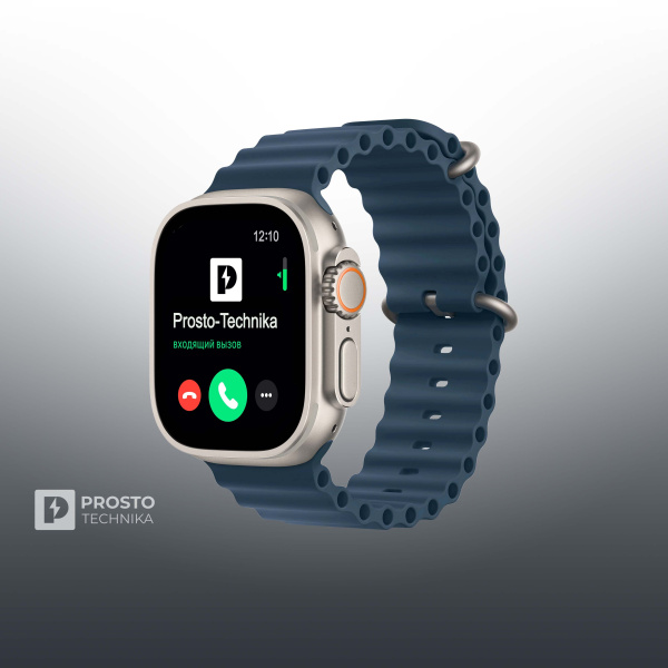 Часы Apple Watch Ultra 2, 49 мм, титан светлого цвета, ремешок Ocean синего цвета (2023)